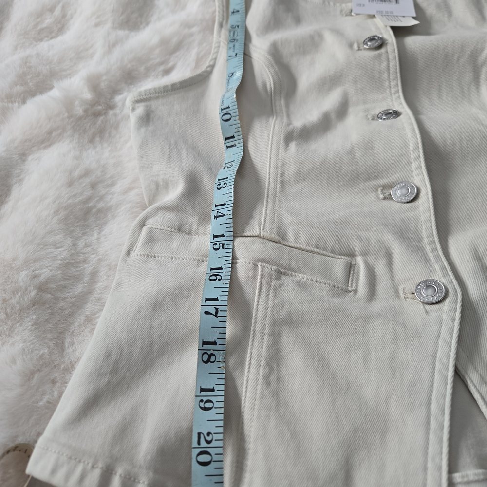 American Eagle Cream Structured Button Front Deni… - image 5